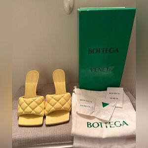 Bottega Veneta Pale Yellow Quilted Leather Slide Sandals